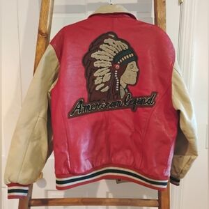 Vintage 90’s Ruffiano Indian Head American legend Leather Jacket RARE Size M